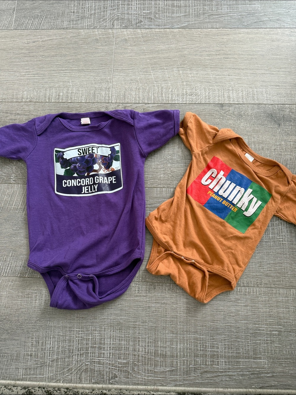 Peanut Butter & Jelly Twin Onesies
